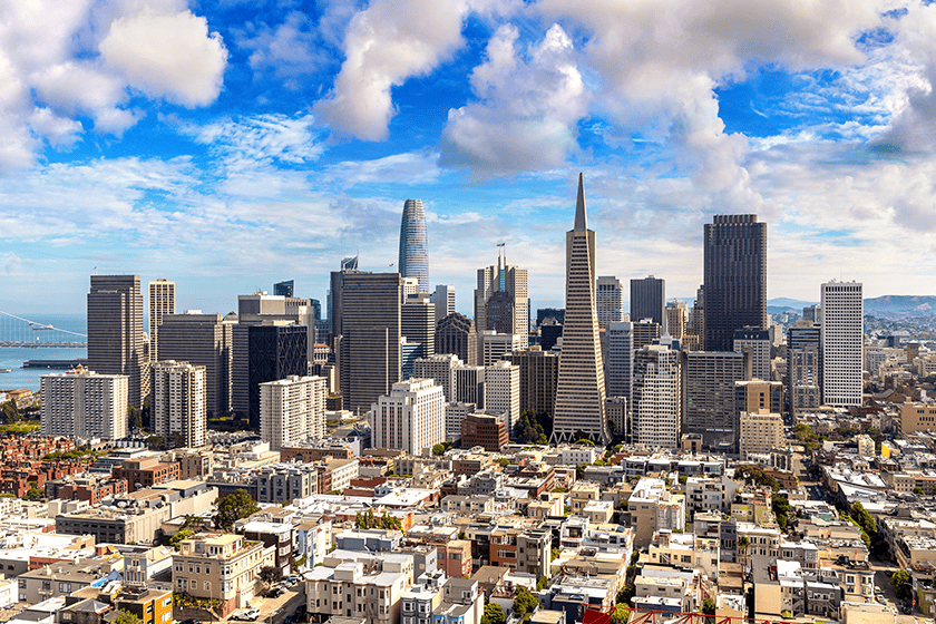 Panoramic aerial view of San Francisco, California