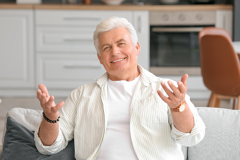 Portrait of senior man resting at home 