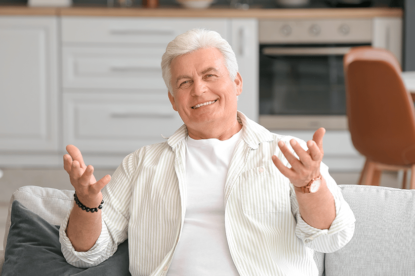 Portrait of senior man resting at home 